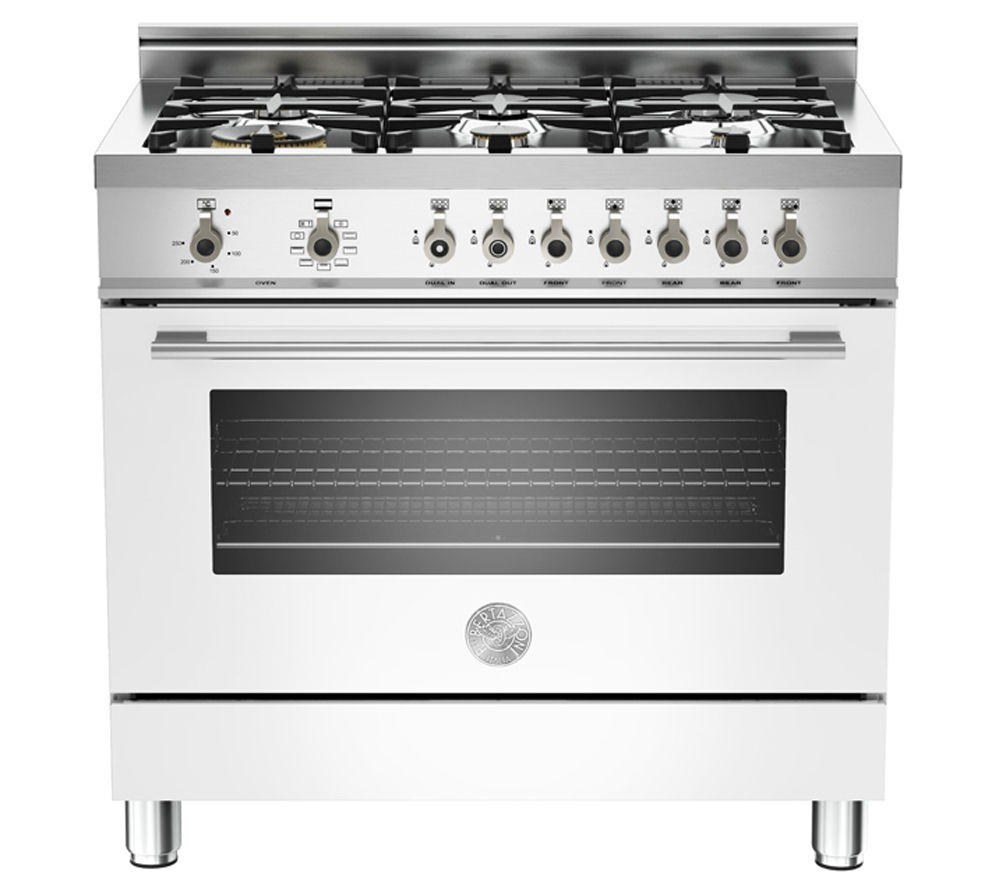 BERTAZZONI Professional 90 TPX906MFEBI Dual Fuel Range Cooker - White & Stainless Steel, Stainless Steel