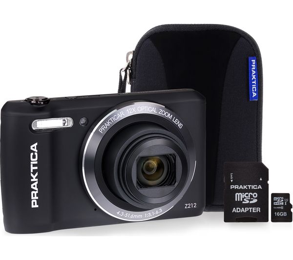 PRAKTICA Luxmedia Z212-BK Compact Camera & Accessories Bundle - Black, Black