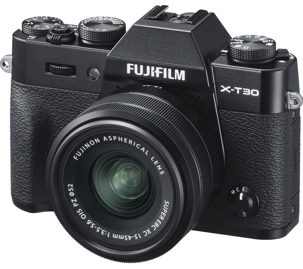 FUJIFILM X-T30 Mirrorless Camera with FUJINON XC 15-45 mm f/3.5-5.6 OIS PZ Lens - Black, Black