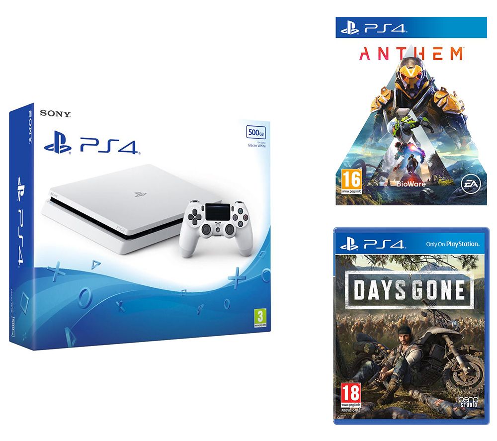 SONY PlayStation 4, Days Gone & Anthem Bundle - 500 GB, White, White