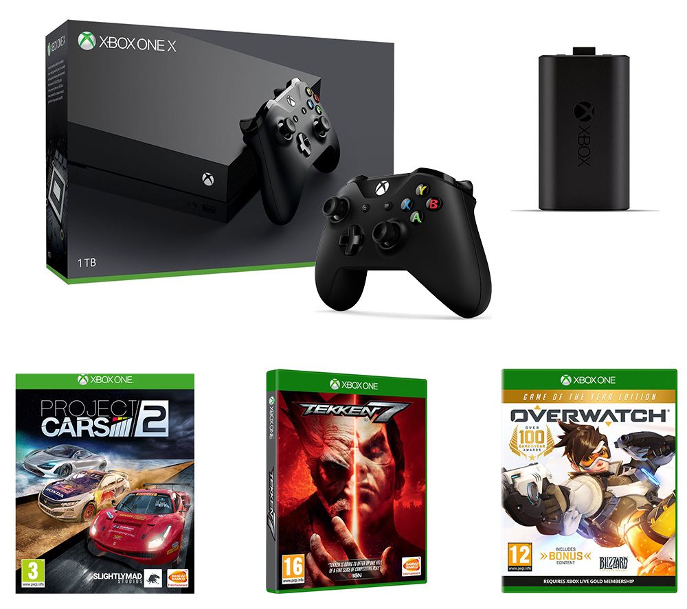 MICROSOFT Xbox One X, Project Cars 2, Overwatch, Tekken 7, Controller & Charge Kit Bundle