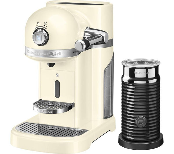 NESPRESSO Artisan Nespresso Hot Drinks Machine with Aeroccino 3 - Almond Cream, Cream