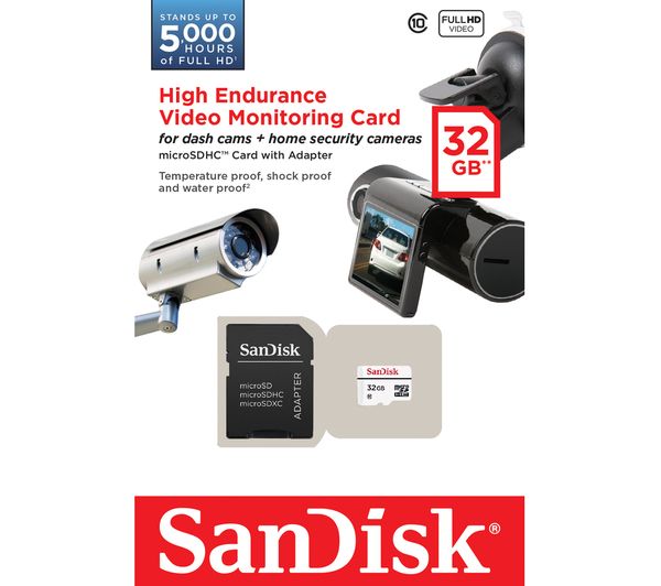 SANDISK High Endurance Video Monitoring Class 10 microSDHC Memory Card - 32 GB