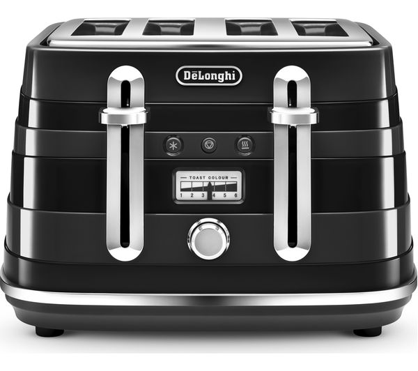 DELONGHI Avvolta CTA4003.B 4-Slice Toaster - Black, Black