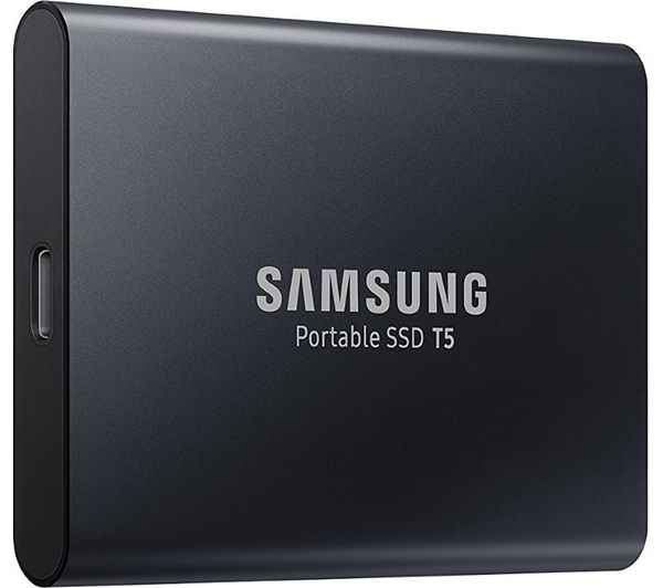 SAMSUNG T5 External SSD - 1 TB, Black, Black