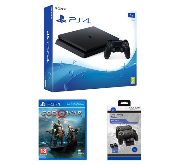 PlayStation 4 Slim, God Of War & Twin Docking Station & Bundle, Red