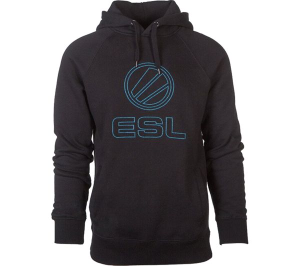 ESL Stitched Hoodie - Medium, Black & Blue, Black