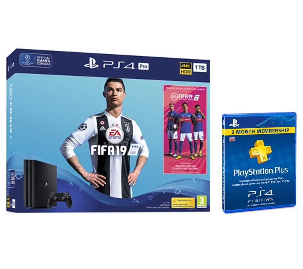 PlayStation 4 Pro with FIFA 19 & PlayStation Plus 3 Month Subscription Bundle