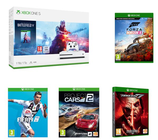 MICROSOFT Xbox One S, Battlefield V, Project Cars 2, Forza Horizon 4, Tekken 7 & FIFA 19 Bundle