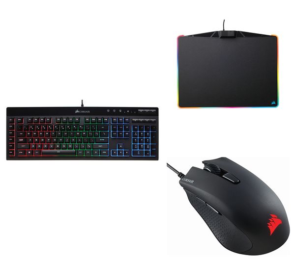 CORSAIR K55 RGB Gaming Keyboard, Harpoon RGB Optical Gaming Mouse & MM800 Polaris Gaming Surface Bundle