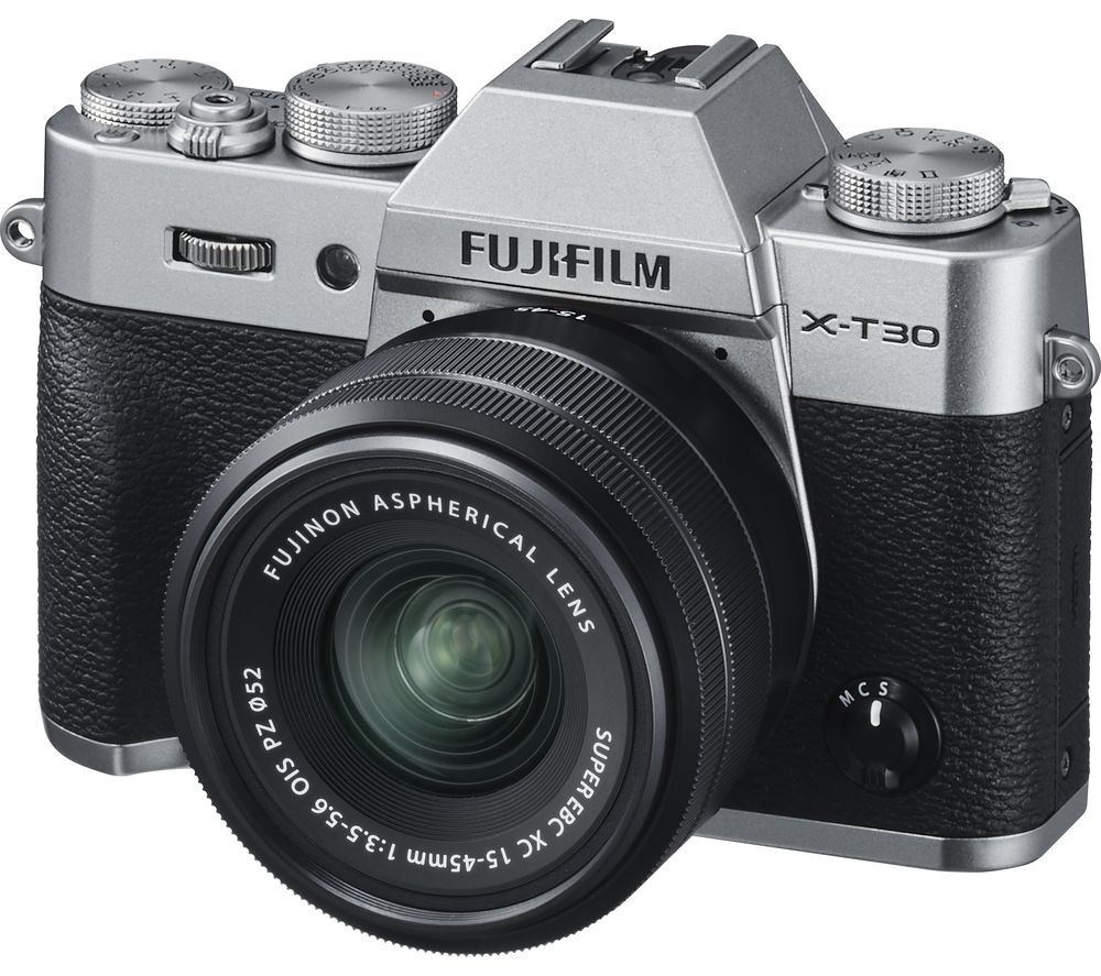 FUJIFILM X-T30 Mirrorless Camera with FUJINON XC 15-45 mm f/3.5-5.6 OIS PZ Lens - Silver, Silver