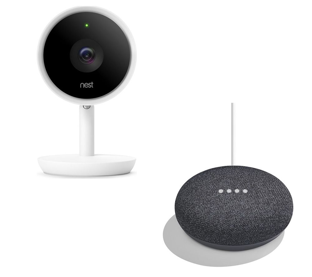 NEST Cam IQ Indoor Security Camera & Home Mini Bundle
