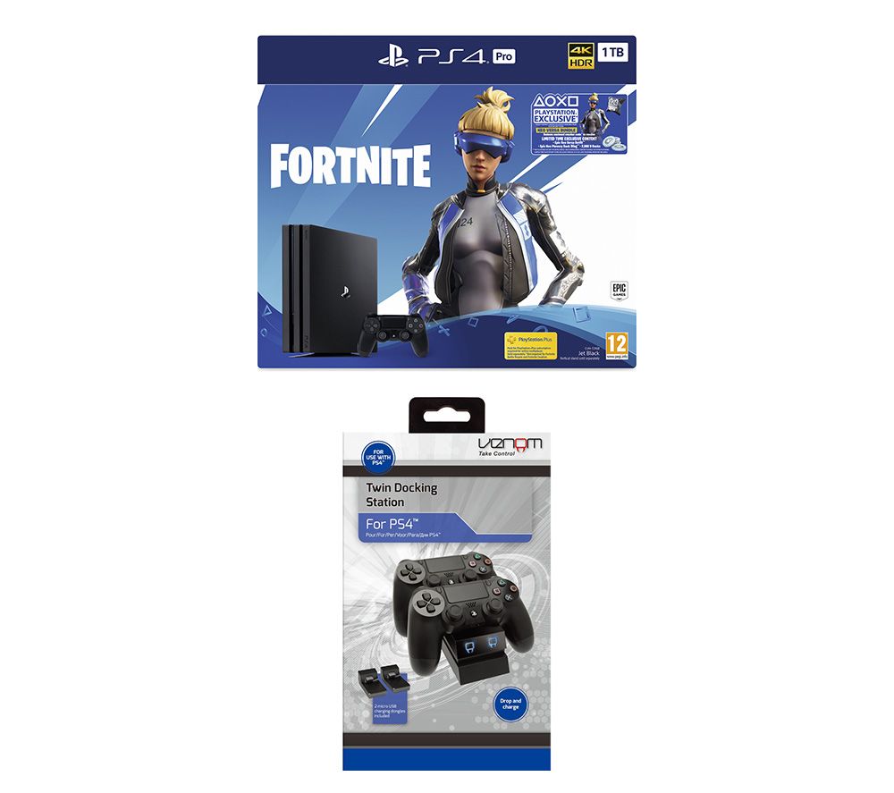 SONY PlayStation 4 Pro with Fortnite Neo Versa & Twin Docking Station - 1 TB, Red