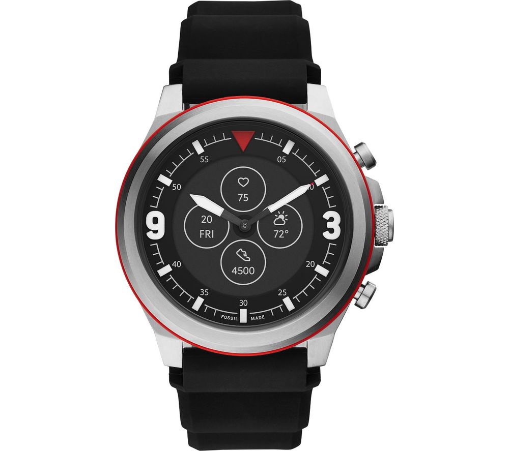 FOSSIL Latitude Hybrid HR FTW7020 Smartwatch - Black, Silicone Strap, 50 mm, Black