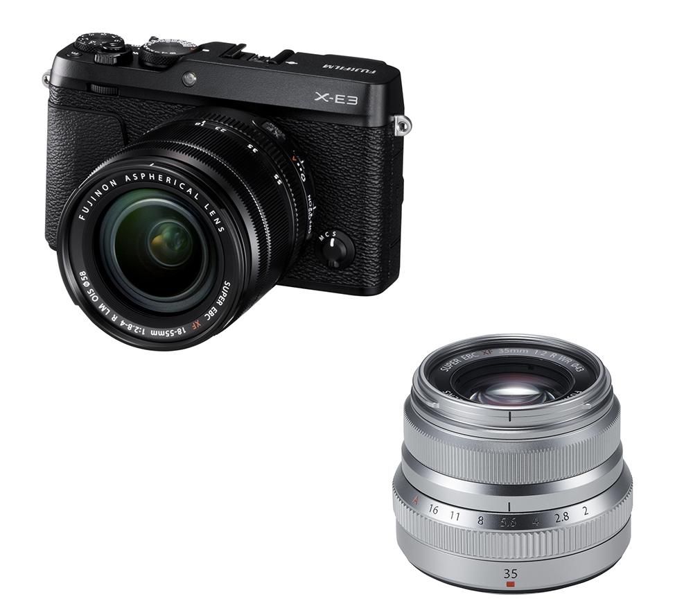 FUJIFILM X-E3 Mirrorless Camera, XF 18-55 mm f/2.8-4 R LM OIS Lens & Fujinon XF 35 mm f/2 R WR Standard Prime Lens Bundle