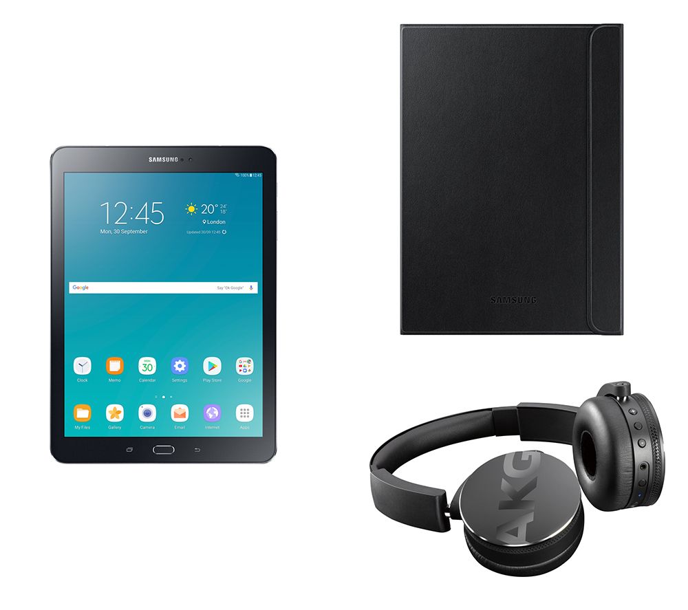 SAMSUNG Galaxy Tab S2 9.7' Tablet, C50BT Wireless Bluetooth Headphones & Galaxy Tab S2 Folio Case Bundle - 32 GB, Black, Black