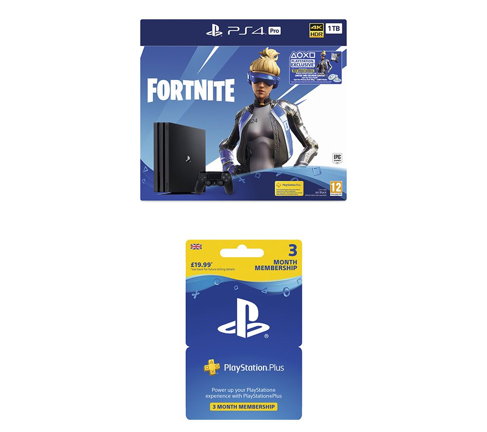 SONY PlayStation 4 Pro with Fortnite Neo Versa & PlayStation Plus 3 Month Subscription Bundle - 1 TB