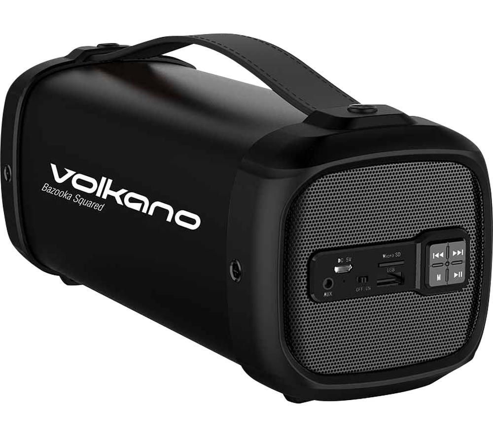 VOLKANO Bazooka Squared Series VK-3030-BK Portable Bluetooth Speaker - Black, Black