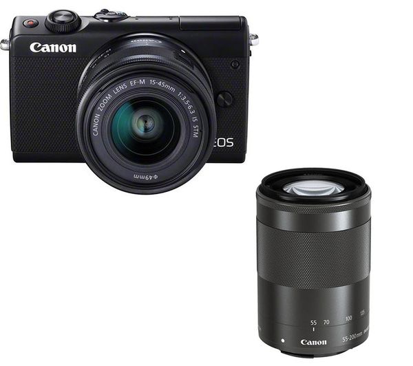 Canon EOS M100 Mirrorless Camera with EF-M 15-45 mm & 55-200 mm f/3.5-6.3 Lens