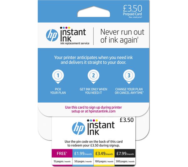 HP Instant Ink £3.50 Prepaid Card