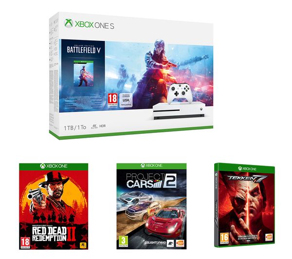 MICROSOFT Xbox One S, Battlefield V, Tekken 7, Project Cars 2 & Red Dead Redemption 2 Bundle, Red