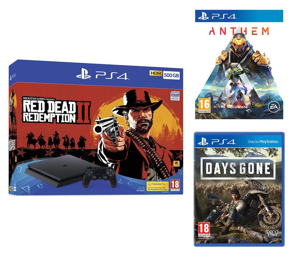 SONY PlayStation 4, Red Dead Redemption 2, Anthem & Days Gone Bundle - 500 GB, Red