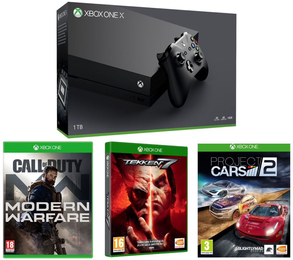 MICROSOFT Xbox One X, Call of Duty: Modern Warfare (2019), Tekken 7 & Project Cars 2 Bundle