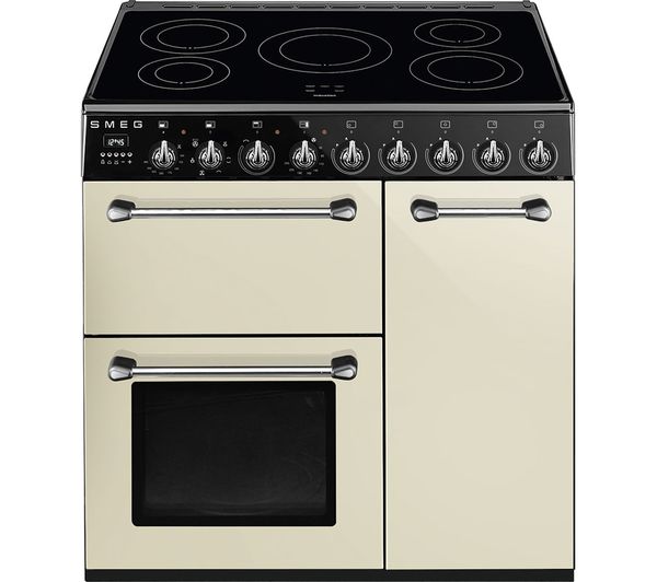 SMEG Blenheim BM93IP 90 cm Electric Induction Range Cooker - Cream & Black, Cream