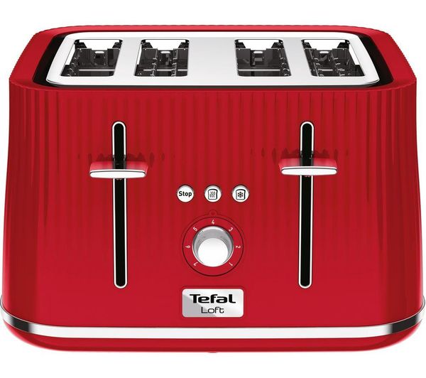 TEFAL Loft TT60540 4-Slice Toaster - Cherry Red, Red