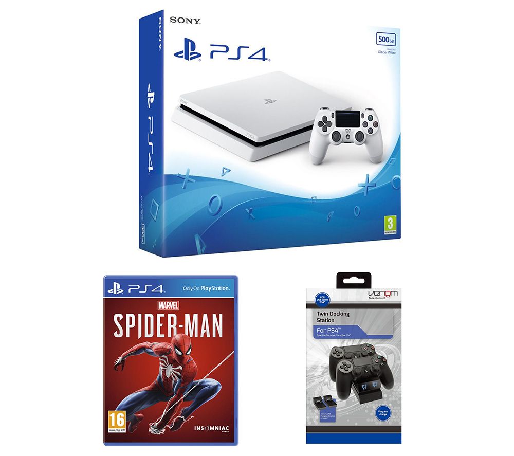 SONY PlayStation 4, Marvel's Spider-Man & Twin Docking Station Bundle - 500 GB, Red