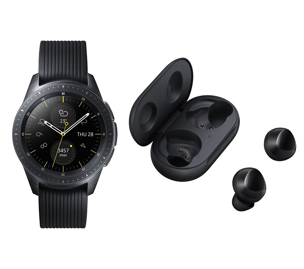 SAMSUNG Galaxy Watch 4G & Galaxy Buds Bundle - Midnight Black, 42 mm, Black