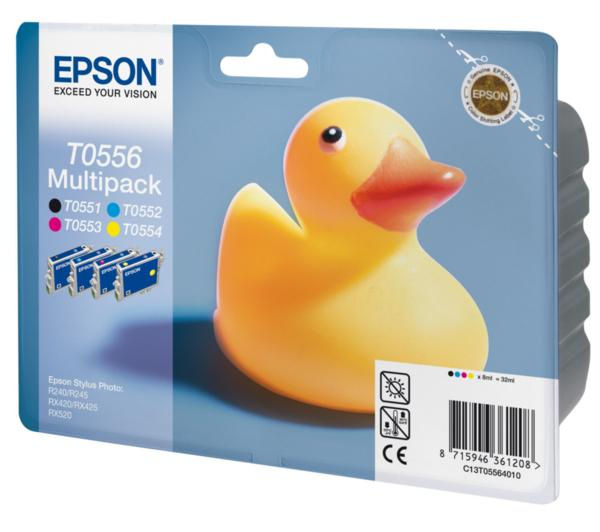 EPSON Ducks T0556 Cyan, Magenta, Yellow and Black Ink Cartridges - Multipack, Cyan