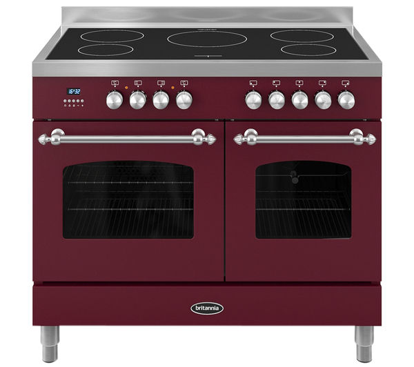 BRITANNIA Fleet 100 RC10TIFLBUR Electric Range Cooker - Matte Burgundy & Stainless Steel, Stainless Steel