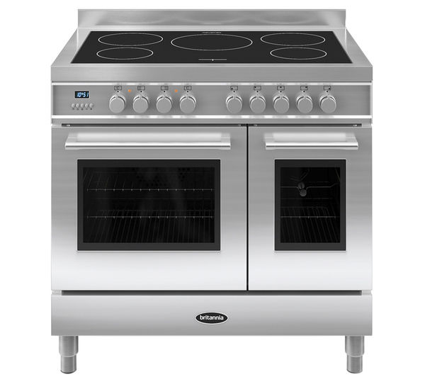 BRITANNIA Q Line 90 Twin Electric Induction Range Cooker - Stainless Steel, Stainless Steel