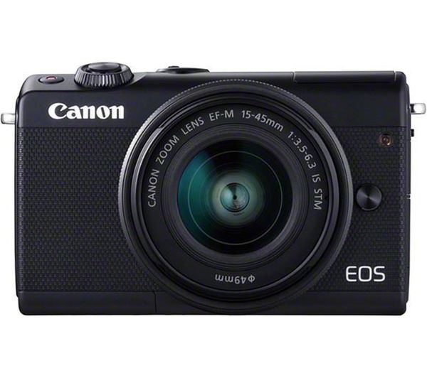 Canon EOS M100 Mirrorless Camera with EF-M 15-45 mm f/3.5-6.3 Lens - Black, Black
