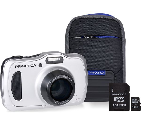 PRAKTICA Luxmedia WP240-S Compact Camera & Accessories Bundle - Silver, Silver