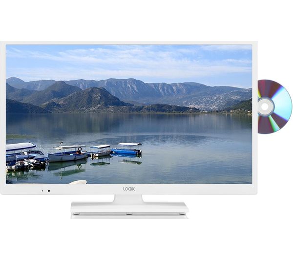 24"  LOGIK L24HEDW18 LED TV with Built-in DVD Player - White, White