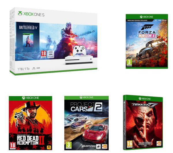 MICROSOFT Xbox One S, Battlefield V, Project Cars 2, Forza Horizon 4, Tekken 7 & Red Dead Redemption 2 Bundle, Red