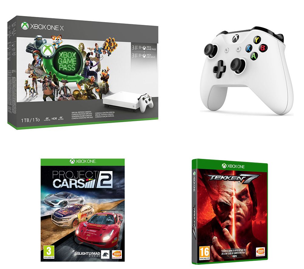 MICROSOFT Xbox One X, Project Cars 2, Tekken 7, Wireless Controller, 3 Month Game Pass & 3 Month LIVE Gold Bundle, Gold