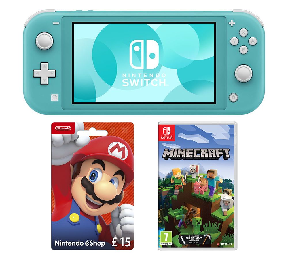 NINTENDO Switch Lite, Minecraft & eShop £15 Gift Card Bundle - Turquoise, Turquoise