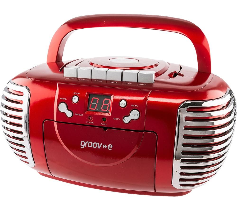 GROOV-E Retro GV-PS813-RD Boombox - Red, Red