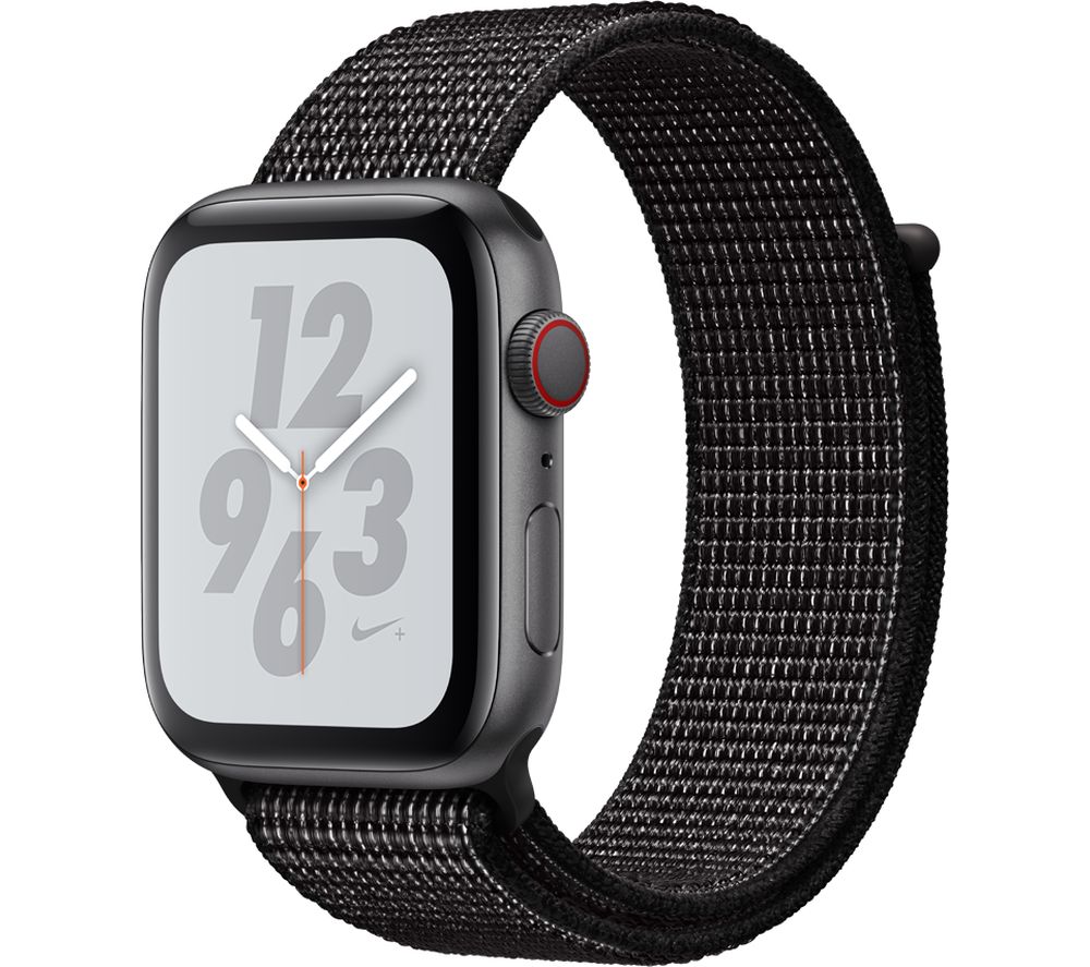 APPLE Watch Series 4 Cellular - Space Grey with Black Nike Sports Band, 44 mm, Grey