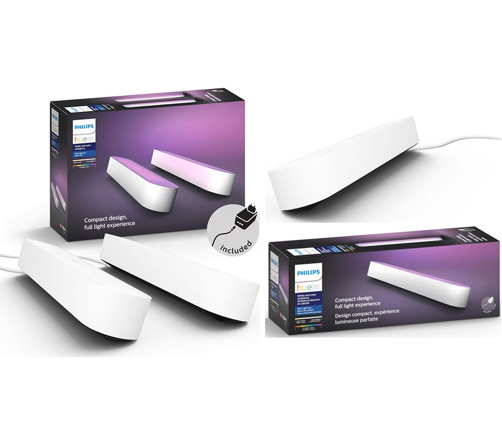 Philips Hue Twin Pack Hue Play Light Bar & Hue Play Light Bar Extension Kit Bundle - White