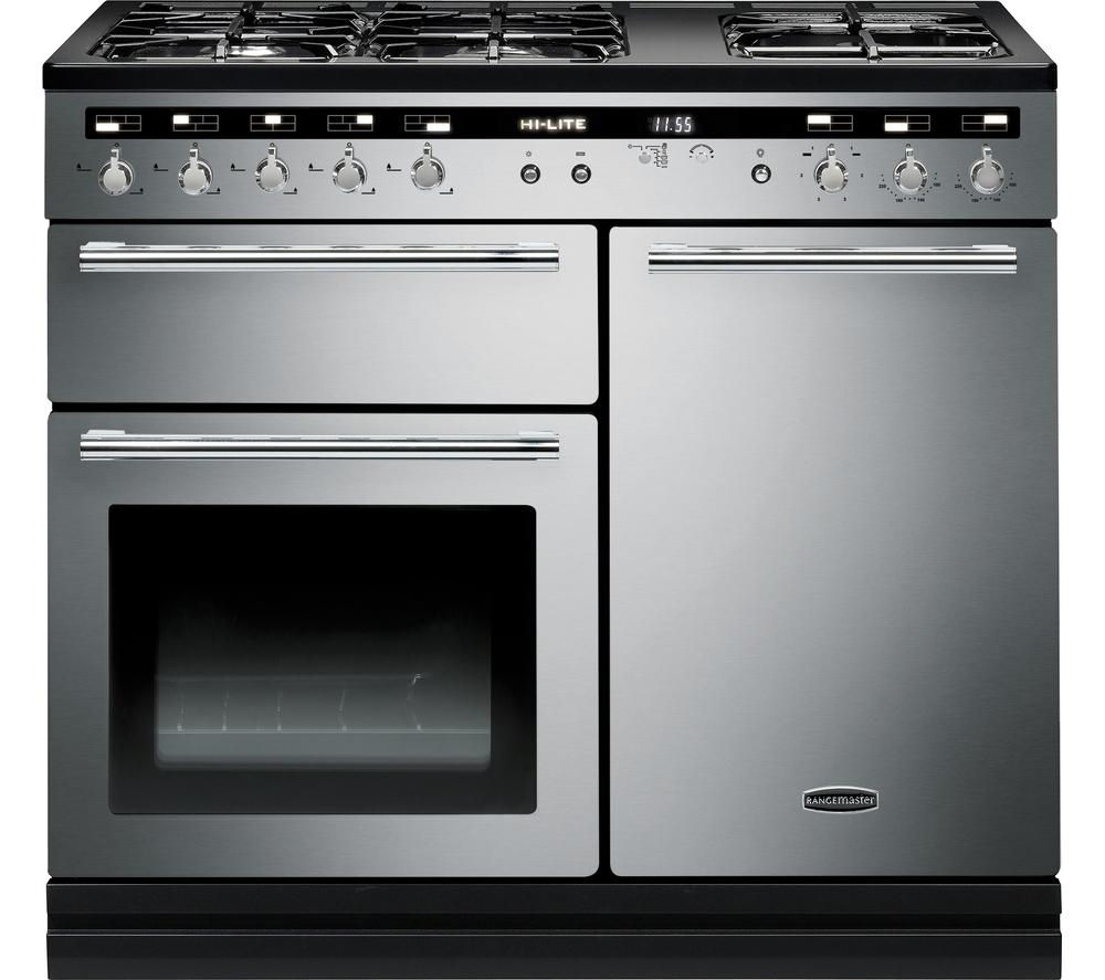 RANGEMASTER Hi-LITE 100 Dual Fuel Range Cooker - Stainless Steel, Stainless Steel