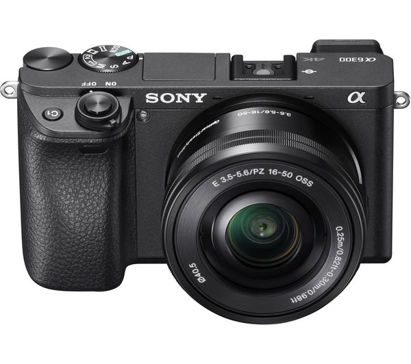 SONY a6300 Compact System Camera with 16-50 mm f/3.5-5.6 Wide-angle Zoom Lens - Black, Black