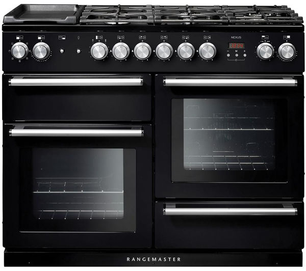 RANGEMASTER Nexus NEX110DFFBL/C 110 cm Dual Fuel Range Cooker - Black & Chrome, Black