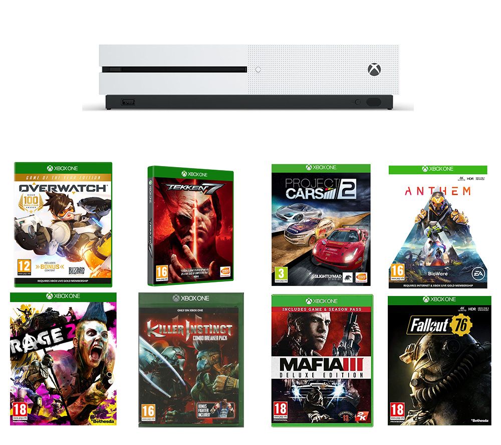 MICROSOFT Xbox One S, Overwatch, Tekken 7, Killer Instinct, Mafia III, Doom, Fallout, Rage 2 & Project Cars 2 Bundle