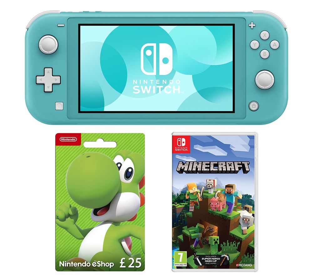 NINTENDO Switch Lite, Minecraft & eShop £25 Gift Card Bundle - Turquoise, Turquoise