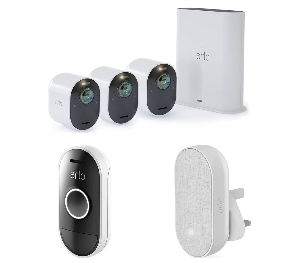 ARLO VMS5340-100EUS Ultra Wireless CCTV System, Audio Doorbell & Smart Chime Bundle
