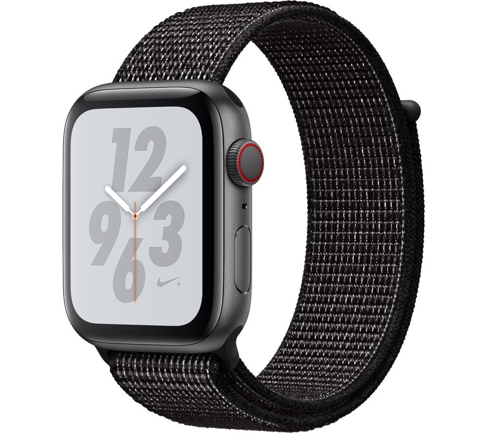 APPLE Watch Series 4 Cellular - Space Grey with Anthracite and Black Nike Sports Band, 44 mm, Grey